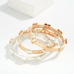 Wholesale hammered Metal Stretch Bracelet Metal Heart Details D