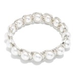 Wholesale metal Pearl Beaded Stretch Bracelet D