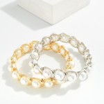 Wholesale metal Pearl Beaded Stretch Bracelet D