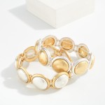 Wholesale two Metal Dome Stretch Bracelet D