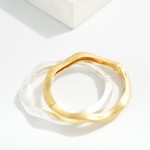 Wholesale wavy Metal Hinged Bangle Bracelet D
