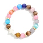 Wholesale marble Bead Gold Disk Beaded Stretch Bracelet Plus Cross Detail D