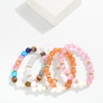 Wholesale marble Bead Gold Disk Beaded Stretch Bracelet Plus Cross Detail D