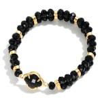 Wholesale layered Faceted Glass Bead Beaded Bracelet Clover Detail D