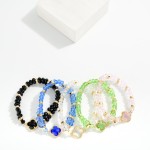 Wholesale layered Faceted Glass Bead Beaded Bracelet Clover Detail D