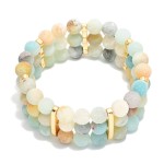 Wholesale layered Stone Beaded Stretch Bracelet D