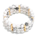 Wholesale layered Stone Beaded Stretch Bracelet D