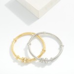 Wholesale metal Coil Stretch Bracelet Rhinestone Bead Detail D