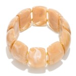 Wholesale marbled Acetate Rectangle Beaded Stretch Bracelet D