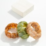 Wholesale marbled Acetate Rectangle Beaded Stretch Bracelet D