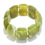 Wholesale marbled Acetate Rectangle Beaded Stretch Bracelet D