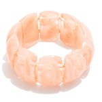 Wholesale marbled Acetate Half Oval Beaded Stretch Bracelet D