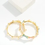 Wholesale marbled Enamel Bamboo Hinged Bangle Bracelet D