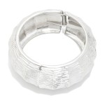Wholesale chunky Ribbed Metal Hinged Bangle Bracelet D
