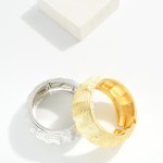 Wholesale chunky Ribbed Metal Hinged Bangle Bracelet D