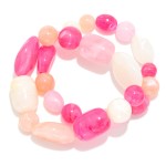 Wholesale set Two Acetate Stone Beaded Stretch Bracelets D