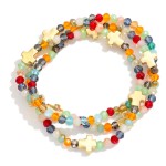 Wholesale set Three Faceted Bead Stretch Bracelets Metal Cross Stations D