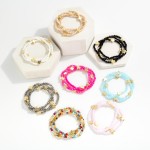 Wholesale set Three Faceted Bead Stretch Bracelets Metal Cross Stations D