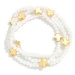 Wholesale set Three Faceted Bead Stretch Bracelets Metal Cross Stations D