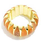 Wholesale marbled Acetate Metal Bangle Stretch Bracelet D