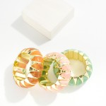 Wholesale marbled Acetate Metal Bangle Stretch Bracelet D