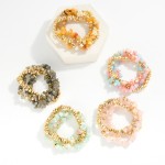 Wholesale set Three Beaded Stretch Bracelets Stone Metal Tones D