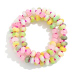 Wholesale set Three Cracked Stone Beaded Stretch Bracelets D