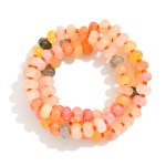 Wholesale set Three Cracked Stone Beaded Stretch Bracelets D