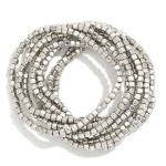 Wholesale set Nine Metal Square Beaded Stretch Bracelets D