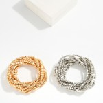 Wholesale set Nine Metal Square Beaded Stretch Bracelets D