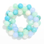 Wholesale set Three Marbled Acetate Beaded Bracelets D