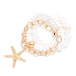 Wholesale set Acetate Bead Chain Link Bracelets Starfish Charm D