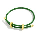 Wholesale woven Leather Adjustable Bracelet Gold Accents D