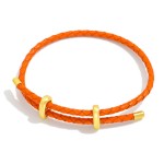 Wholesale woven Leather Adjustable Bracelet Gold Accents D