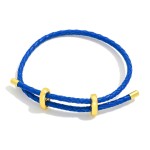 Wholesale woven Leather Adjustable Bracelet Gold Accents D