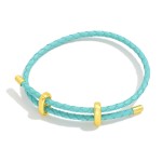 Wholesale woven Leather Adjustable Bracelet Gold Accents D