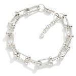 Wholesale magnetic Ribbed Metal U Link Chain Link Bracelet Gold Dipped D Extende