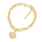 Wholesale magnetic Chain Link Bracelet Metal Cubic Zirconia Shell Charm Gold Dip