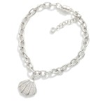 Wholesale magnetic Chain Link Bracelet Metal Cubic Zirconia Shell Charm Gold Dip