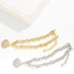 Wholesale magnetic Chain Link Bracelet Metal Cubic Zirconia Shell Charm Gold Dip