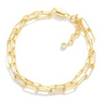 Wholesale layered Paperclip Chain Magnetic Chain Link Bracelet Gold Dipped D Ext