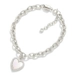 Wholesale magnetic Chain Link Bracelet Pearl Cubic Zirconia Heart Charm Gold Dip