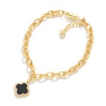 Wholesale magnetic Chain Link Bracelet Cubic Zirconia Pearl Clover Charm Gold Di