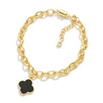 Wholesale magnetic Chain Link Bracelet Pearl Clover Charm Gold Dipped D Extender