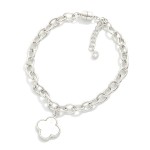 Wholesale magnetic Chain Link Bracelet Pearl Clover Charm Gold Dipped D Extender