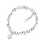 Wholesale magnetic Chain Link Bracelet Cubic Zirconia Clover Charm Gold Dipped D