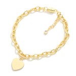 Wholesale magnetic Chain Link Bracelet Metal Heart Charm Gold Dipped D Extender