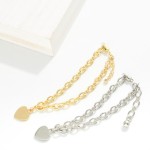 Wholesale magnetic Chain Link Bracelet Metal Heart Charm Gold Dipped D Extender