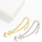 Wholesale magnetic Chain Link Bracelet Metal Puffy Heart Charm Gold Dipped D Ext