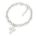 Wholesale magnetic Chain Link Bracelet Cubic Zirconia Cross Charm Gold Dipped D